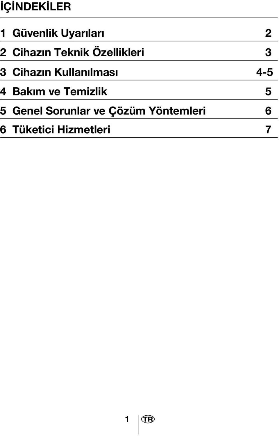 4-5 4 Bak m ve Temizlik 5 5 Genel Sorunlar