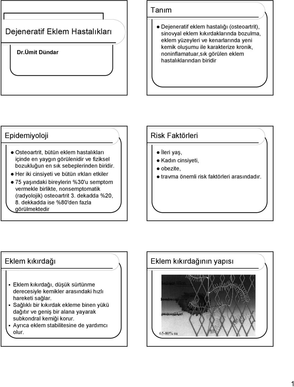 eklem hastalıklarından biridir Epidemiyoloji Risk Faktörleri Osteoartrit, bütün eklem hastalıkları içinde en yaygın görülenidir ve fiziksel bozukluğun en sık sebeplerinden biridir.