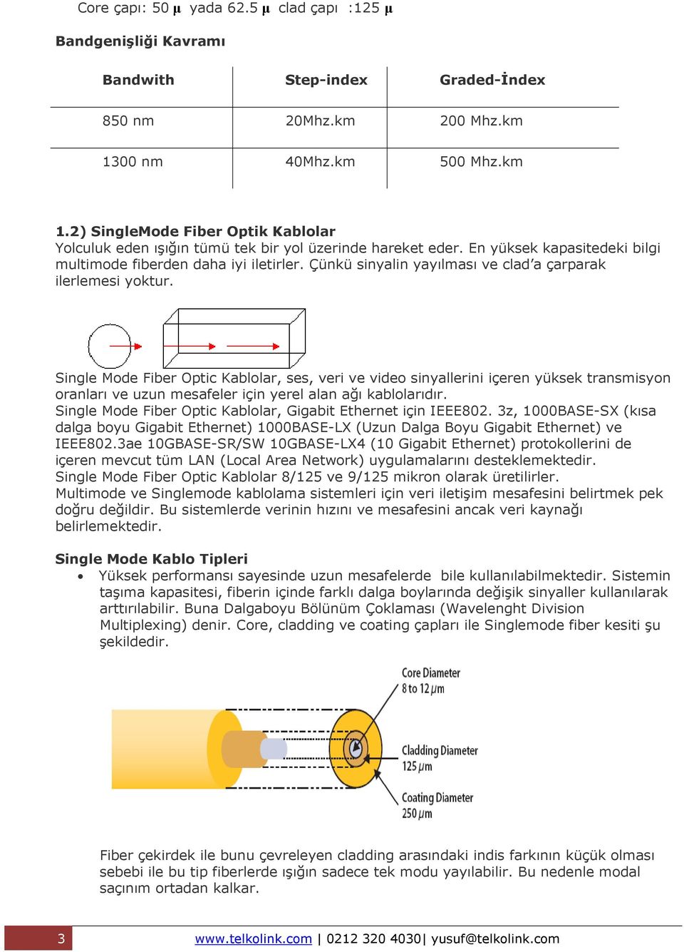 Çünkü sinyalin yayılması ve clad a çarparak ilerlemesi yoktur.