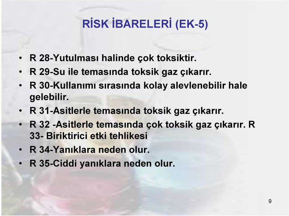 R 30-Kullanımı sırasında kolay alevlenebilir hale gelebilir.