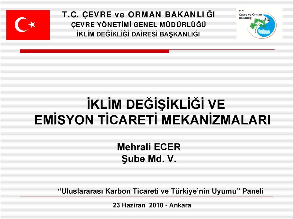 TİCARETİ MEKANİZMALARI Mehrali ECER Şube Md. V.