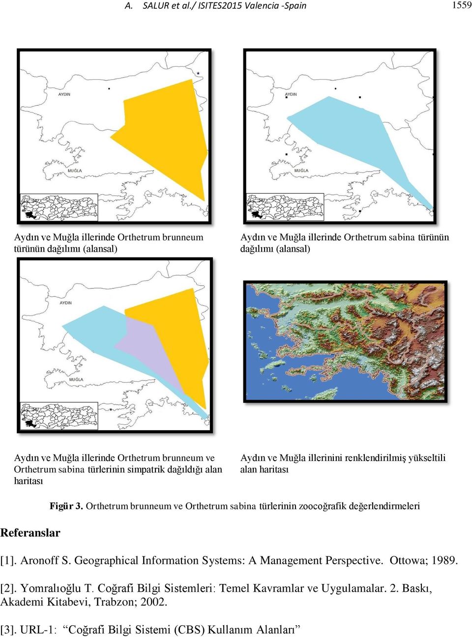 Muğla illerinde Orthetrum brunneum ve Orthetrum sabina türlerinin simpatrik dağıldığı alan haritası Aydın ve Muğla illerinini renklendirilmiş yükseltili alan haritası Referanslar