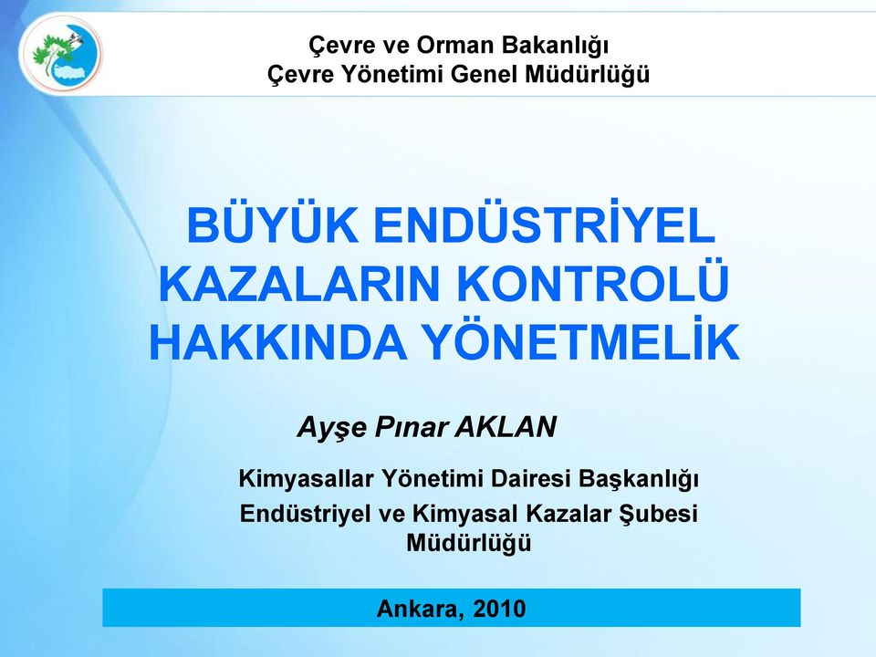 Ayşe Pınar AKLAN Kimyasallar Yönetimi Dairesi Başkanlığı