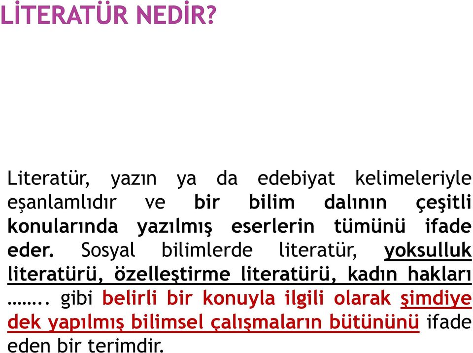 Sosyal bilimlerde literatür, yoksulluk literatürü, özelleştirme literatürü, kadın