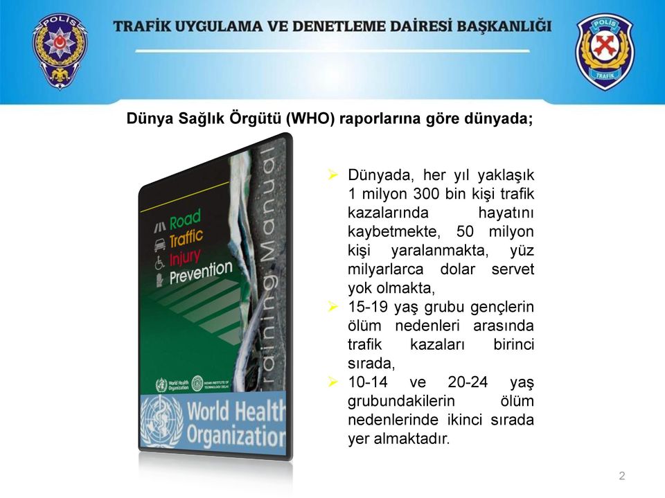 dolar servet yok olmakta, 15-19 yaş grubu gençlerin ölüm nedenleri arasında trafik kazaları