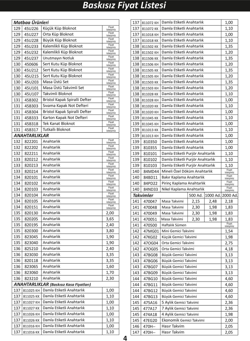 Bristol Kapak Spiralli Defter Sıvama Kapak Not Defteri Bristol Kapak Spiralli Defter Karton Kapak Not Defteri Tek Kanat Bloknot Tutkallı Bloknot 140 140 140 140 ANAHTARLIKLAR 132 132 132 133 133 133