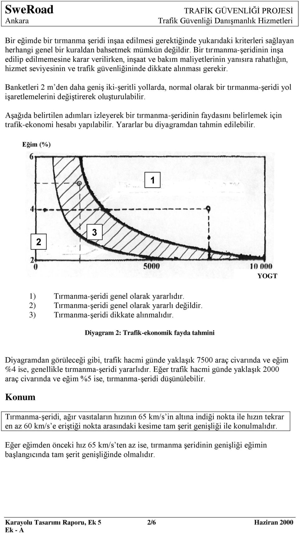 Banketleri 2 m den daha geniş iki-şeritli yollarda, normal olarak bir tırmanma-şeridi yol işaretlemelerini değiştirerek oluşturulabilir.