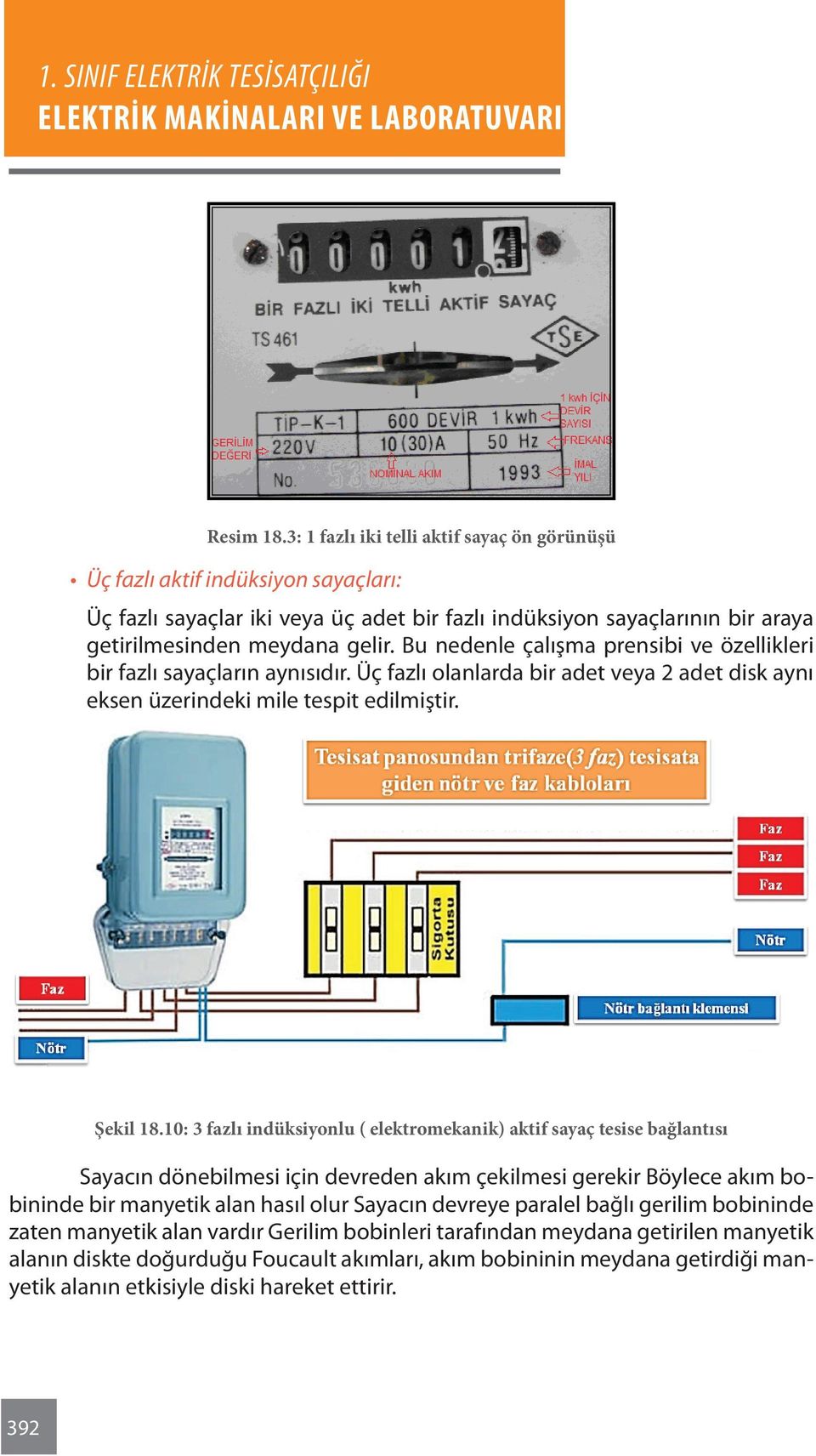 10: 3 fazlı indüksiyonlu ( elektromekanik) aktif sayaç tesise bağlantısı Sayacın dönebilmesi için devreden akım çekilmesi gerekir Böylece akım bobininde bir manyetik alan hasıl olur Sayacın devreye