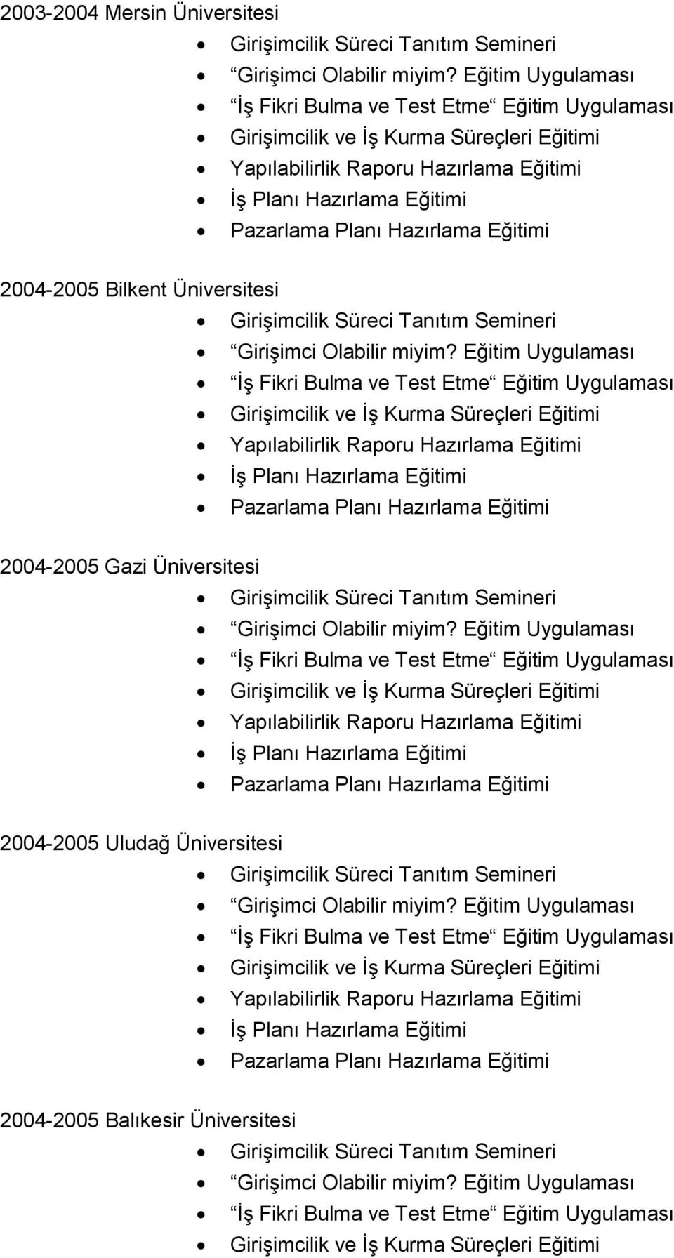 2004-2005 Gazi Üniversitesi 2004-2005