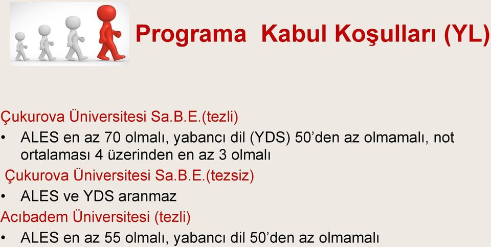 ortalaması 4 üzerinden en az 3 olmalı Çukurova Üniversitesi Sa.B.E.