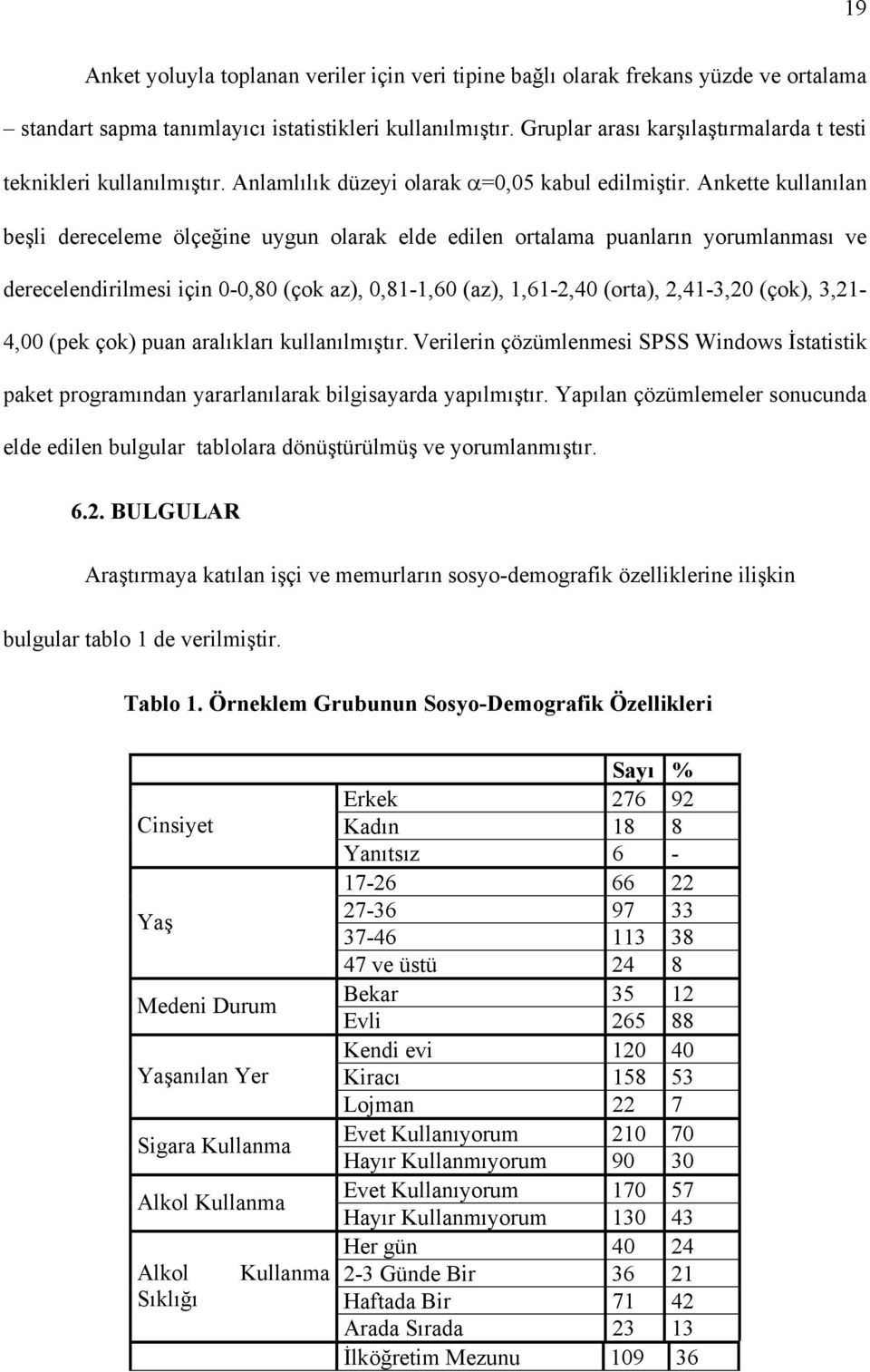 Ankette kullanõlan beşli dereceleme ölçeğine uygun olarak elde edilen ortalama puanlarõn yorumlanmasõ ve derecelendirilmesi için 0-0,80 (çok az), 0,81-1,60 (az), 1,61-2,40 (orta), 2,41-3,20 (çok),