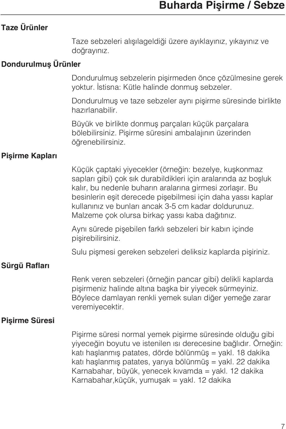 Piþirme süresini ambalajýnýn üzerinden öðrenebilirsiniz.