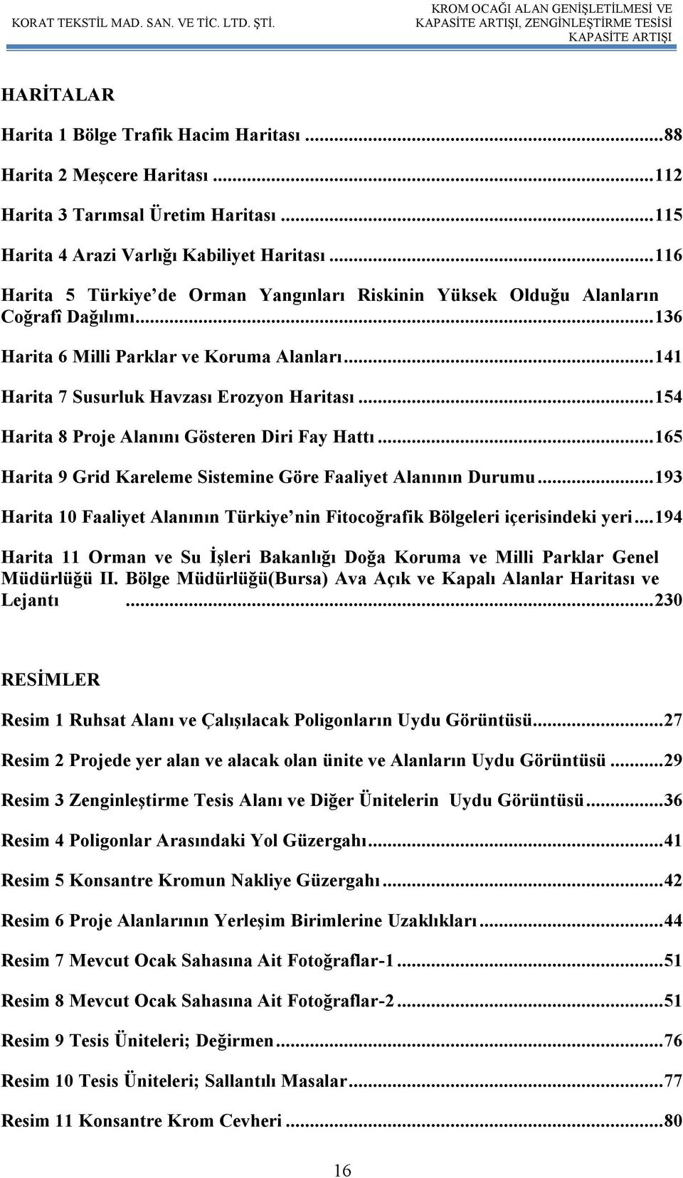 .. 154 Harita 8 Proje Alanını Gösteren Diri Fay Hattı... 165 Harita 9 Grid Kareleme Sistemine Göre Faaliyet Alanının Durumu.