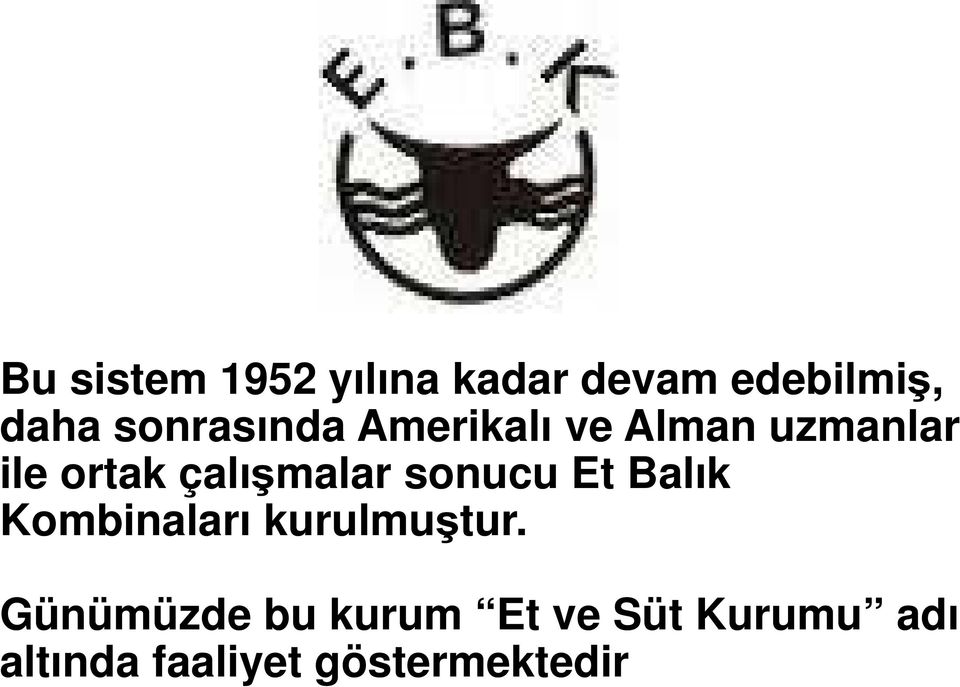 çalışmalar sonucu Et Balık Kombinaları kurulmuştur.