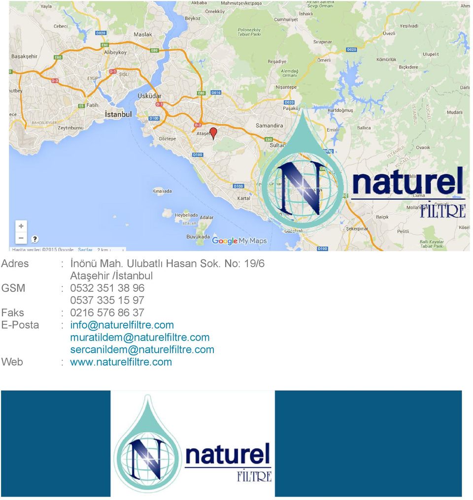 97 Faks : 0216 576 86 37 E-Posta : info@naturelfiltre.