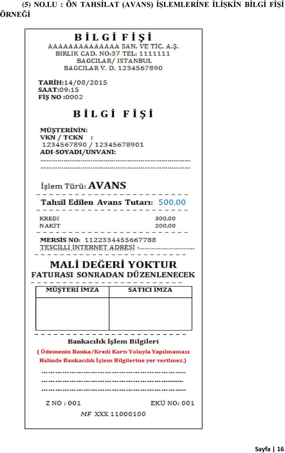 (AVANS) İŞLEMLERİNE