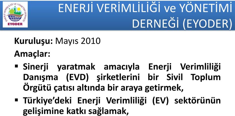 şirketlerini bir Sivil Toplum Örgütü çatısı altında bir araya