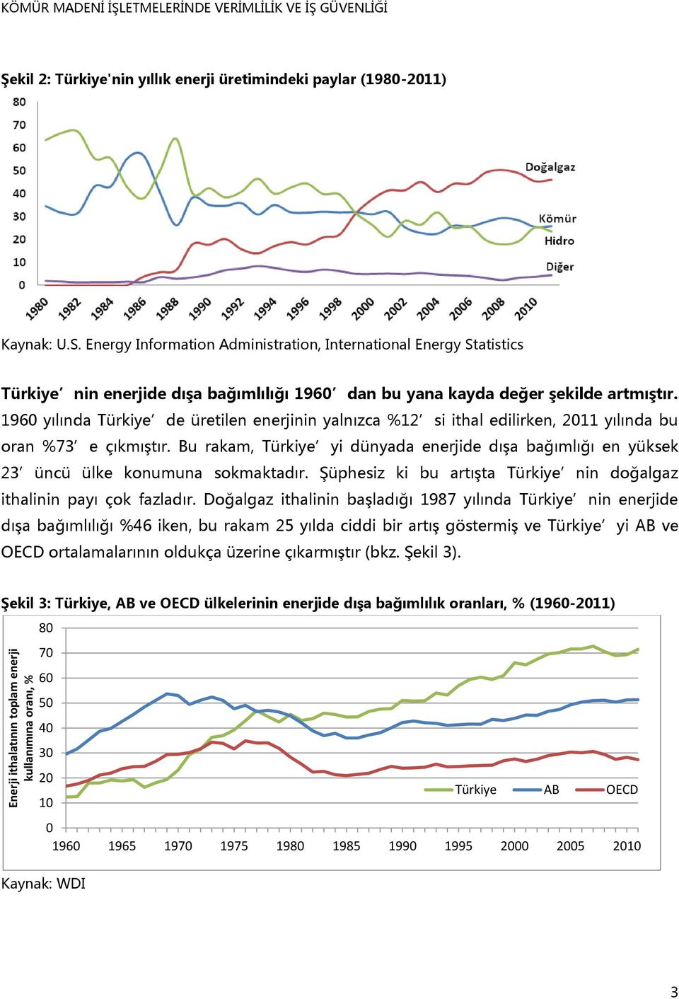 196 yılında Türkiye de üretilen enerjinin yalnızca %12 si ithal edilirken, 211 yılında bu oran %73 e çıkmıştır.