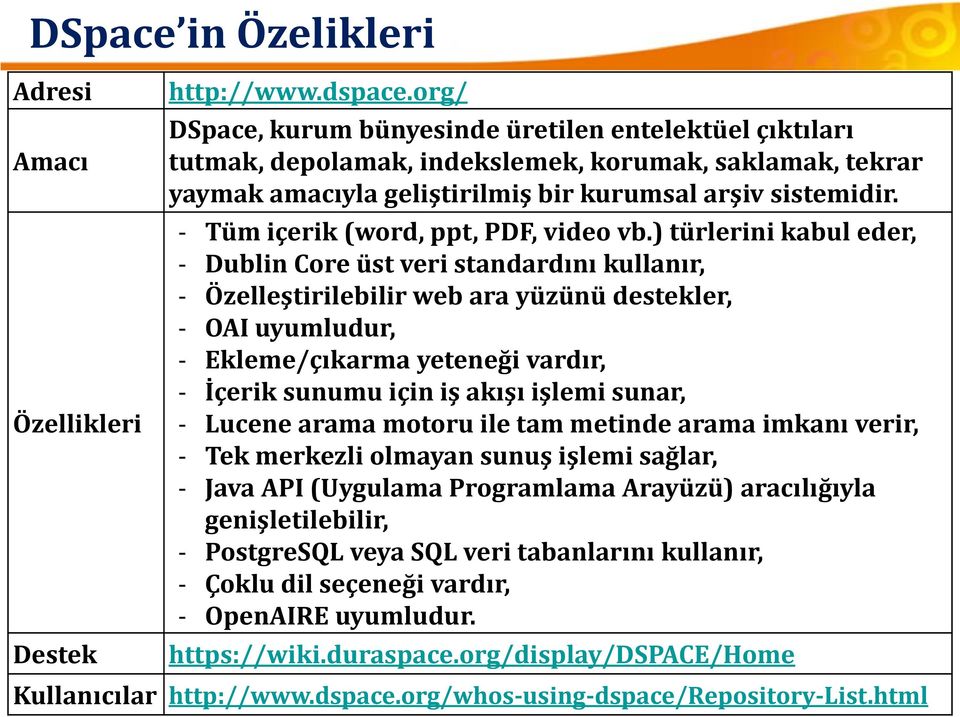 - Tüm içerik (word, ppt, PDF, video vb.