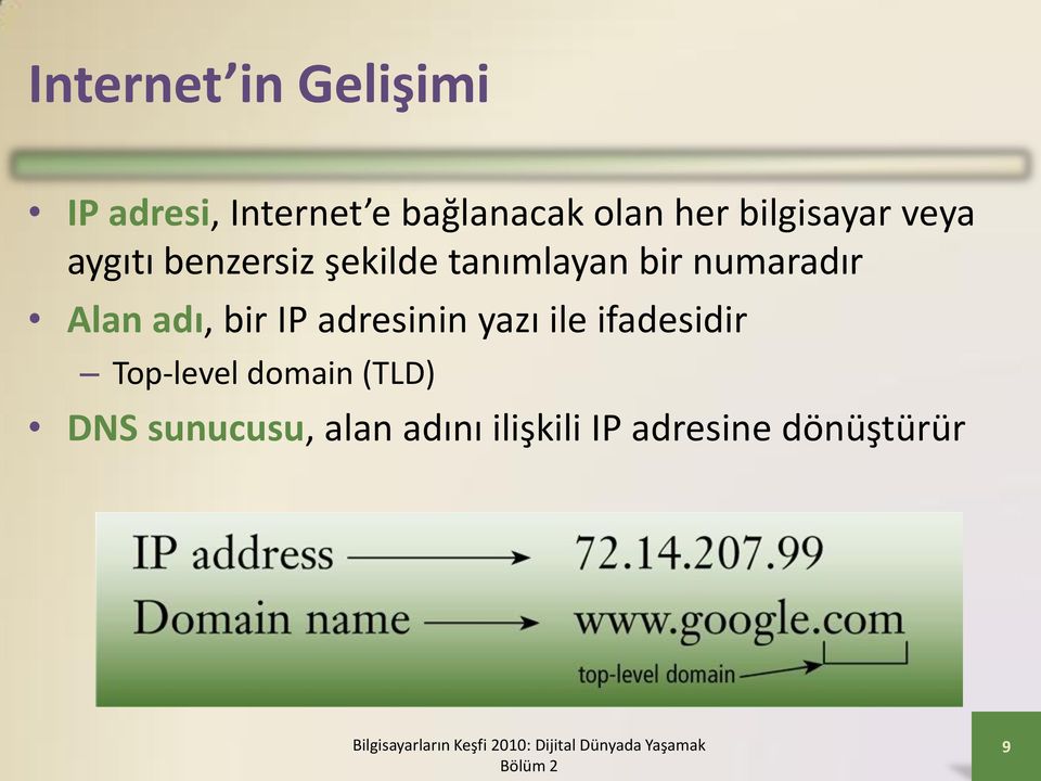 numaradır Alan adı, bir IP adresinin yazı ile ifadesidir