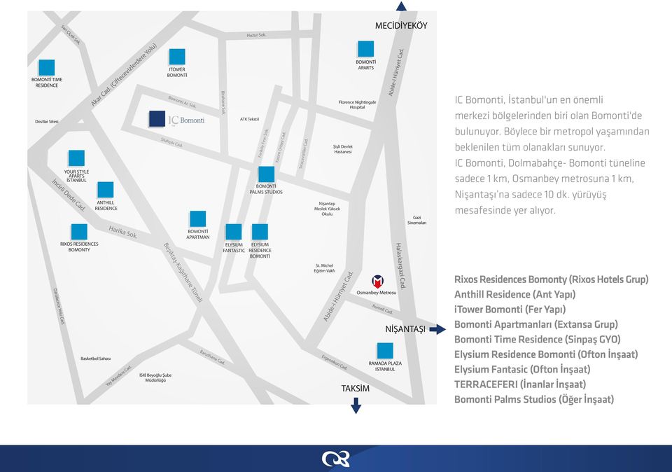 BOMONTİ APARTMAN Beşiktaş-Kağıthane Tüneli Baruthane Cad. Birahane Sok. ELYSIUM FANTASTIC ATK Tekstil Feriköy Fırın Sok. Kazım Orbay Cad.