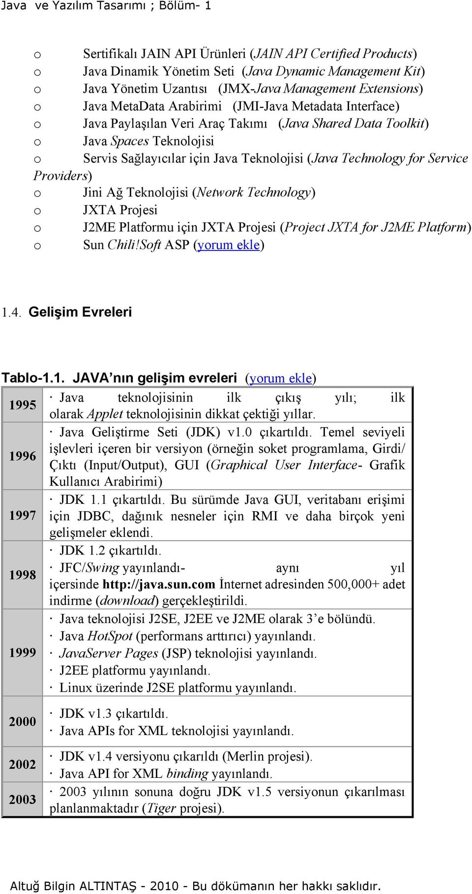 Service Providers) o Jini Ağ Teknolojisi (Network Technology) o JXTA Projesi o J2ME Platformu için JXTA Projesi (Project JXTA for J2ME Platform) o Sun Chili!Soft ASP (yorum ekle) 1.4.