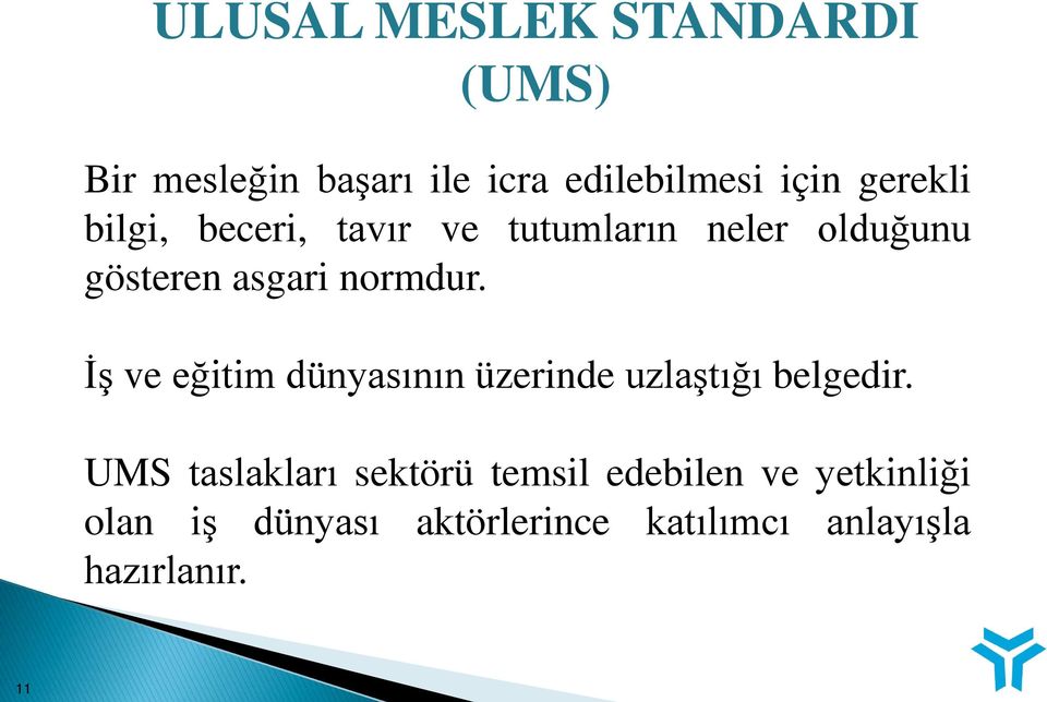 İş ve eğitim dünyasının üzerinde uzlaştığı belgedir.