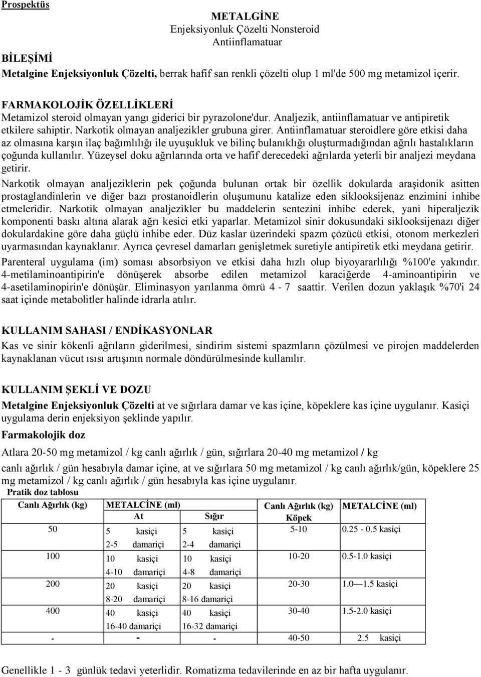 steroidlere göre etkisi daha az olmasına karşın ilaç bağımlılığı ile uyuşukluk ve bilinç bulanıklığı oluşturmadığından ağrılı hastalıkların çoğunda kullanılır.