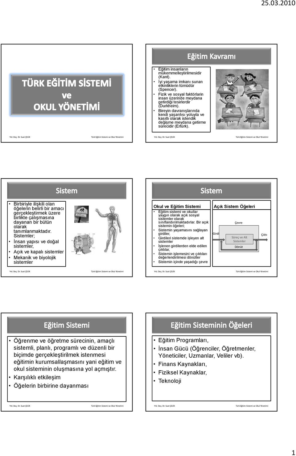 Birbiriyle ilişkili olan öğelerin belirli bir amacı gerçekleştirmek üzere birlikte çalışmasına dayanan bir bütün olarak tanımlanmaktadır.