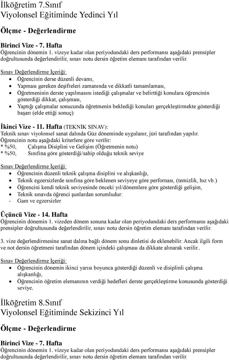 Yıl Öğrencinin düzenli teknik çalışma