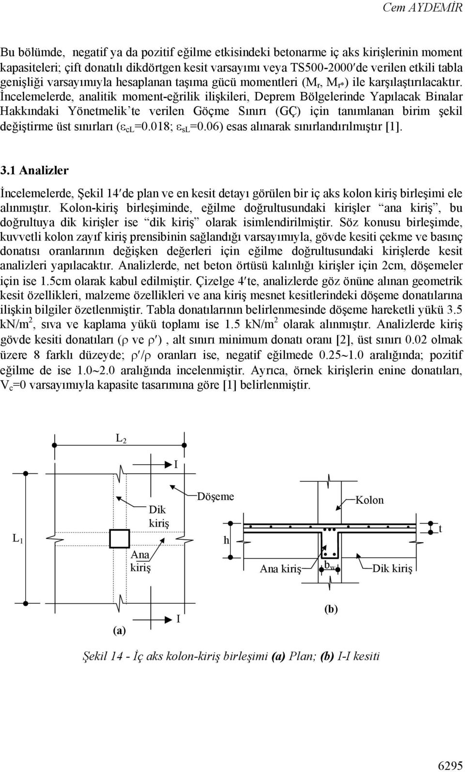 İncelemelerde, analitik moment-eğrilik ilişkileri, Deprem Bölgelerinde Yapılacak Binalar Hakkındaki Yönetmelik te verilen Göçme Sınırı (GÇ) için tanımlanan birim şekil değiştirme üst sınırları ( cl