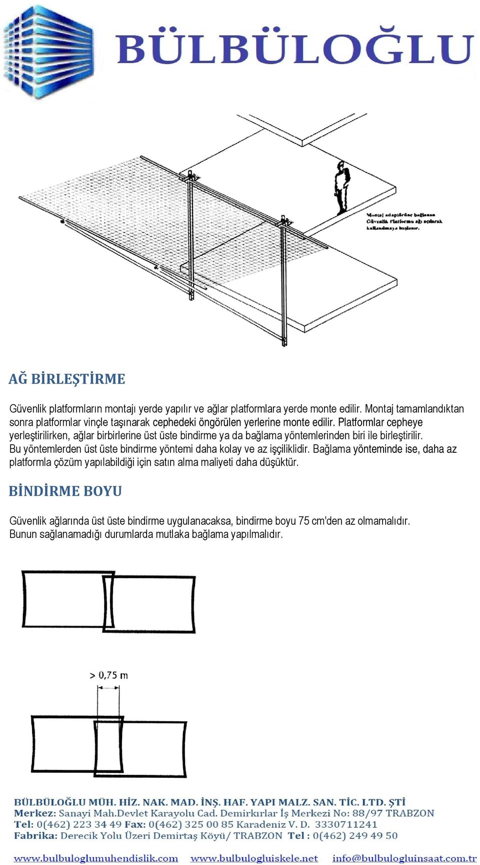 Platformlar cepheye yerleştirilirken, ağlar birbirlerine üst üste bindirme ya da bağlama yöntemlerinden biri ile birleştirilir.