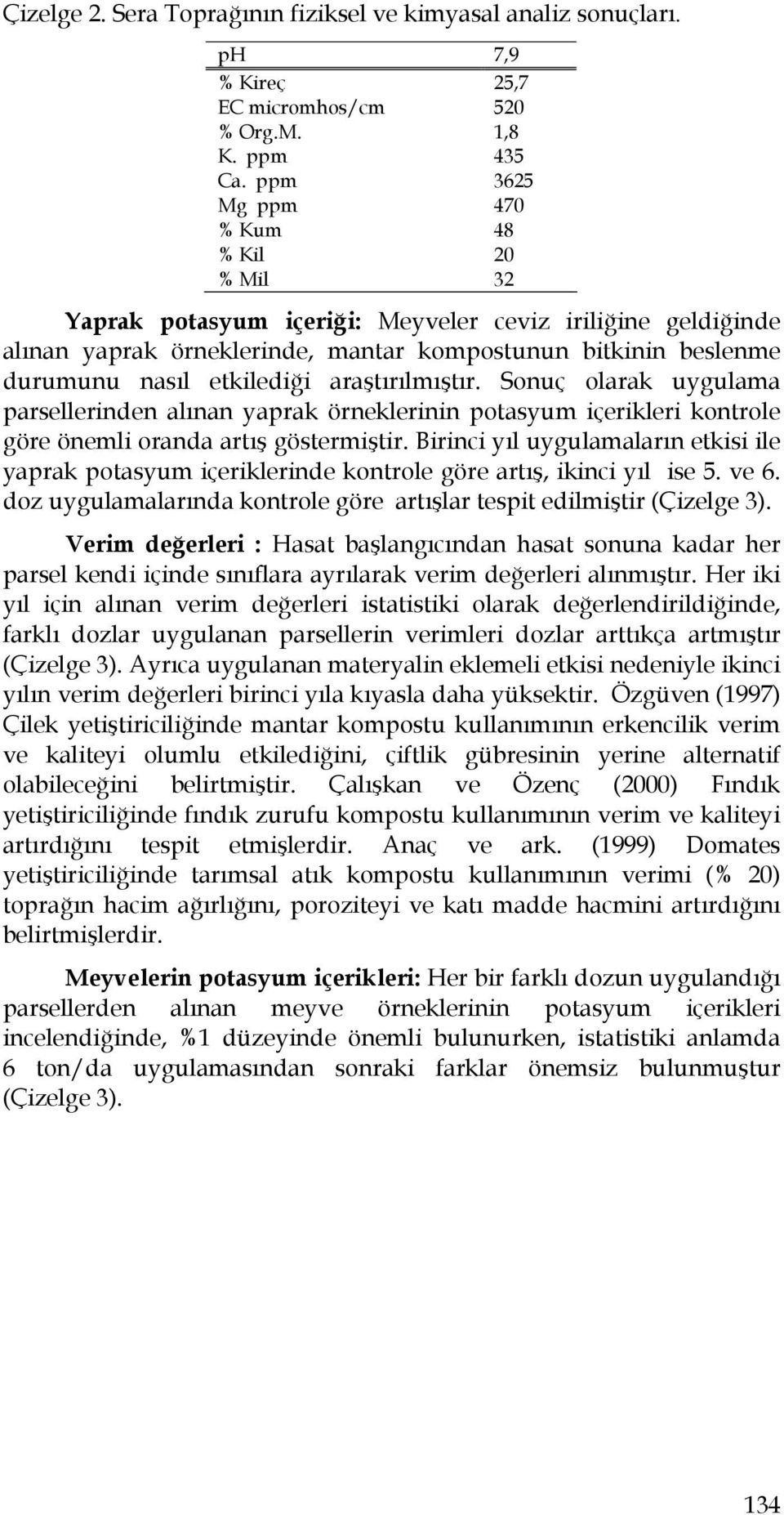 araştırılmıştır. Sonuç olarak uygulama parsellerinden alınan yaprak örneklerinin potasyum içerikleri kontrole göre önemli oranda artış göstermiştir.