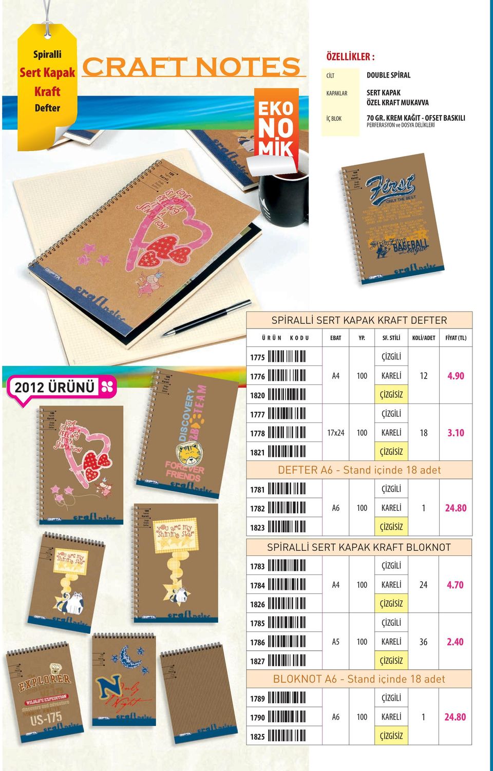 10 1775 1776 17x24 1821 DEFTER A6 Stand içinde 18 adet 1781 1782 A6 1 24.