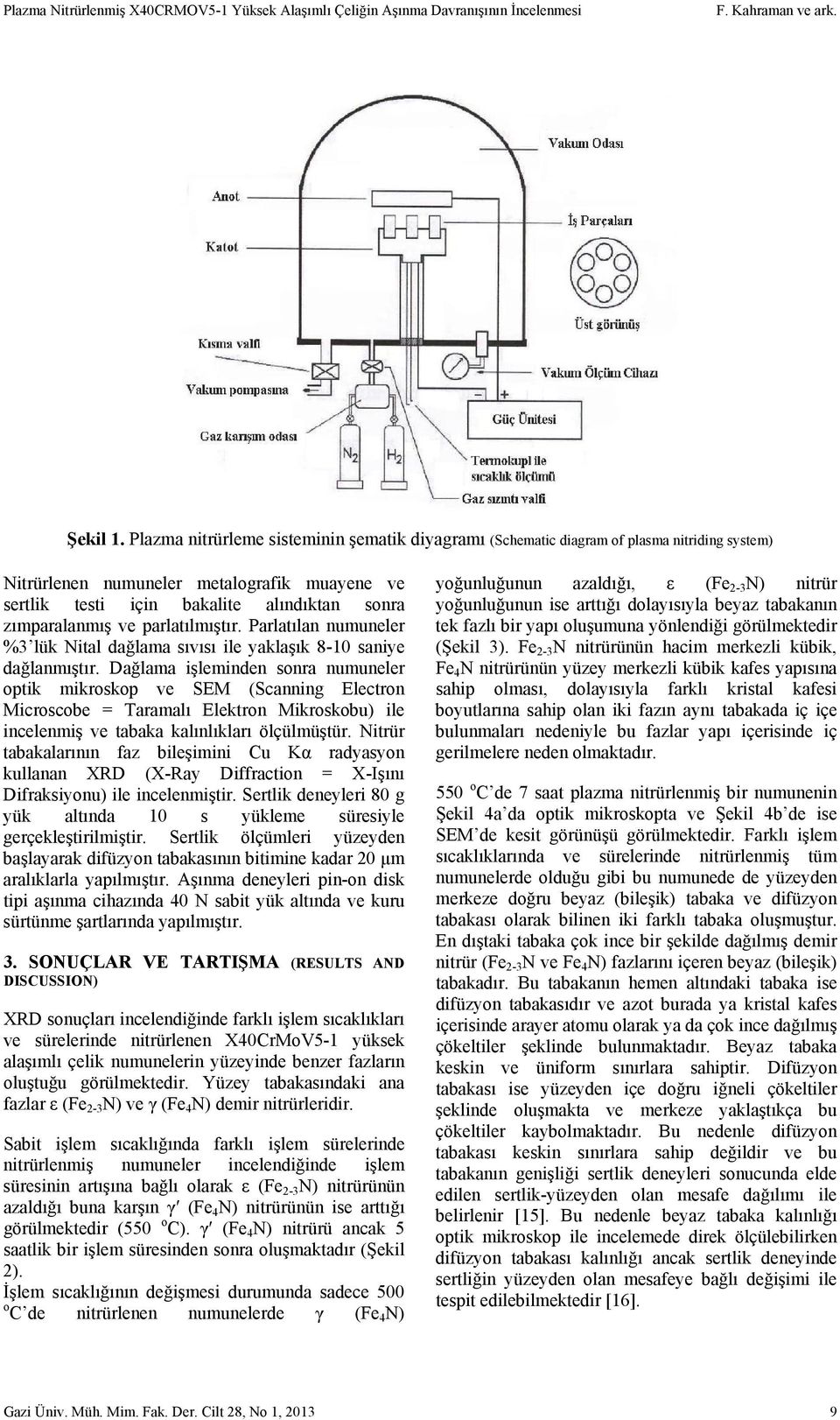 ve parlatılmıştır. Parlatılan numuneler %3 lük Nital dağlama sıvısı ile yaklaşık 8-10 saniye dağlanmıştır.