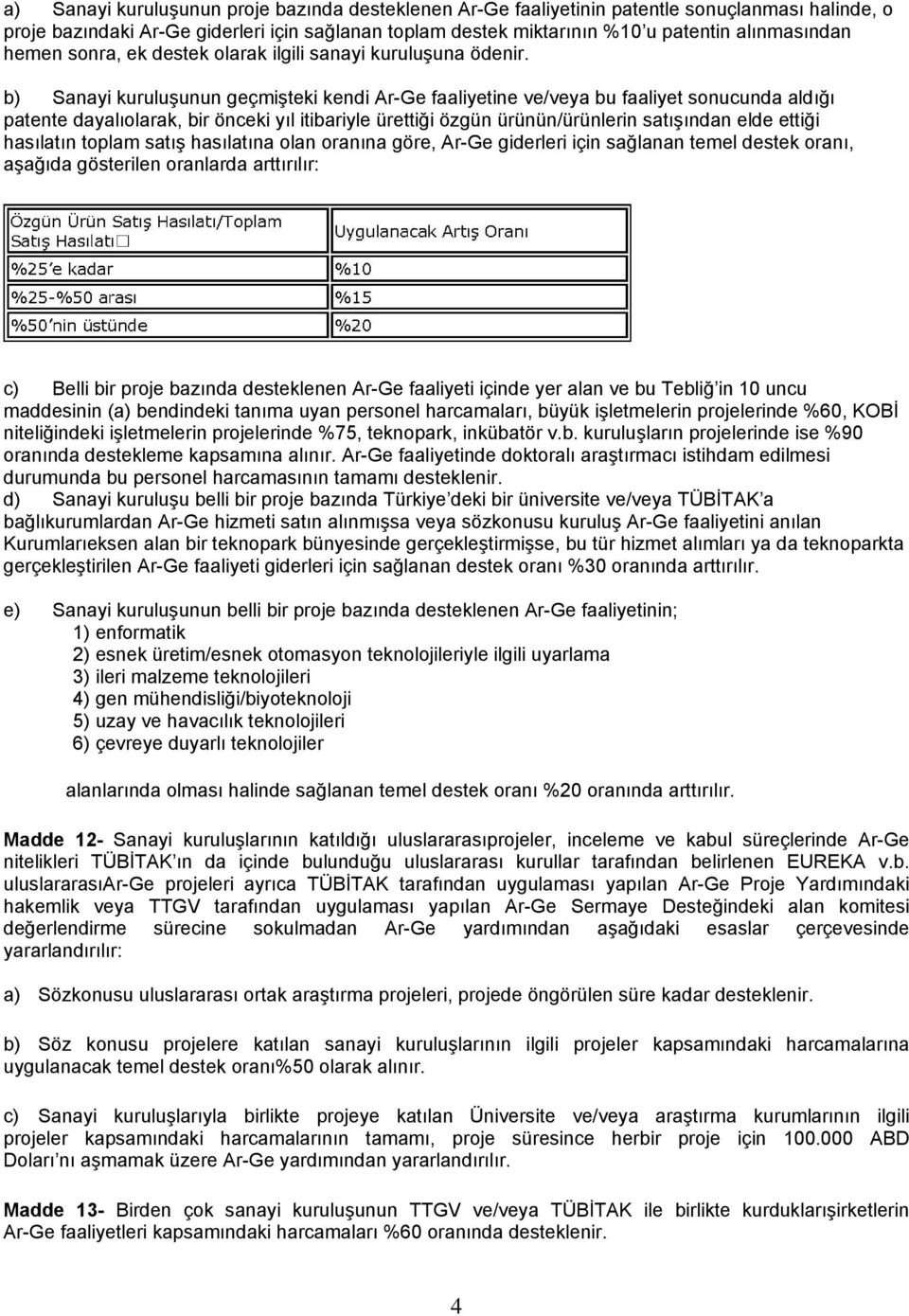 b) Sanayi kuruluşunun geçmişteki kendi Ar-Ge faaliyetine ve/veya bu faaliyet sonucunda aldığı patente dayalıolarak, bir önceki yıl itibariyle ürettiği özgün ürünün/ürünlerin satışından elde ettiği