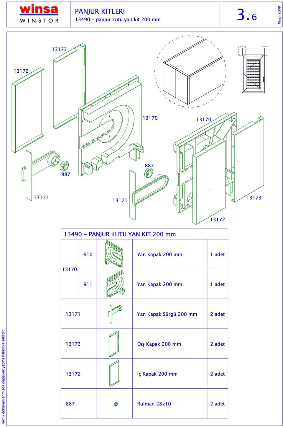 Kapak 00 mm adet 70 9 Yan Kapak 00 mm adet 7 Yan Kapak S