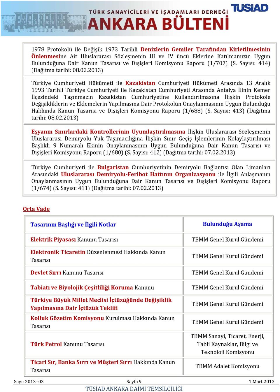 2013) Türkiye Cumhuriyeti Hükümeti ile Kazakistan Cumhuriyeti Hükümeti Arasında 13 Aralık 1993 Tarihli Türkiye Cumhuriyeti ile Kazakistan Cumhuriyeti Arasında Antalya İlinin Kemer İlçesindeki