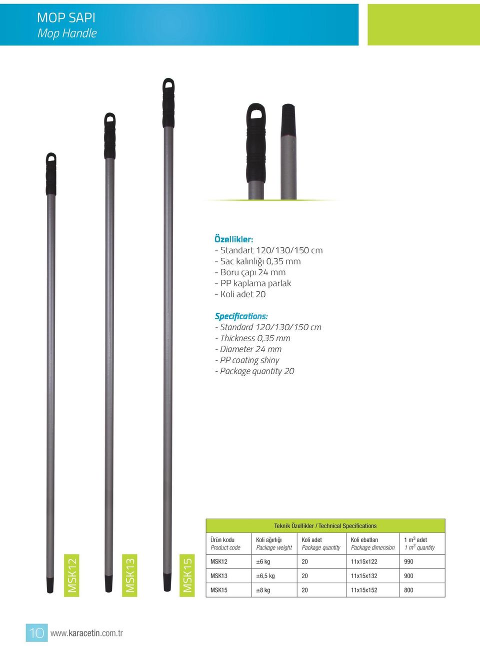 quantity 20 Koli ağırlığı Package weight Koli adet Package quantity Koli ebatları Package dimension MSK12 MSK13