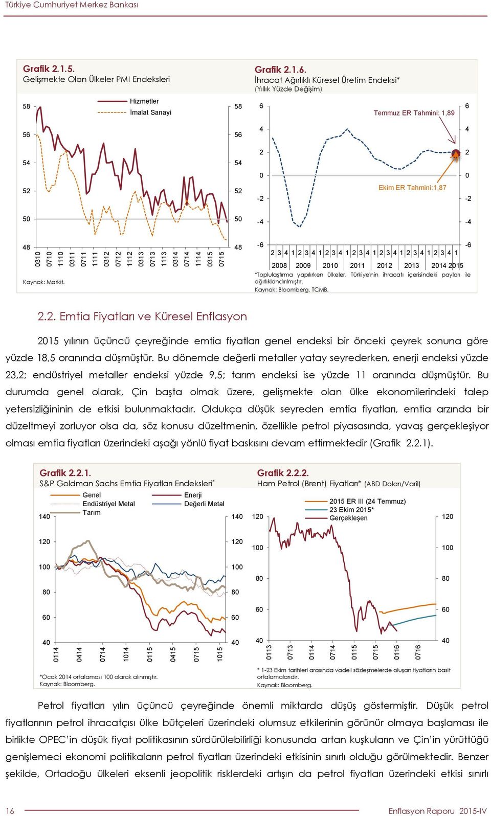 . Emtia Fiyatları ve Küresel Enflasyon 1 yılının üçüncü çeyreğinde emtia fiyatları genel endeksi bir önceki çeyrek sonuna göre yüzde 1, oranında düşmüştür.