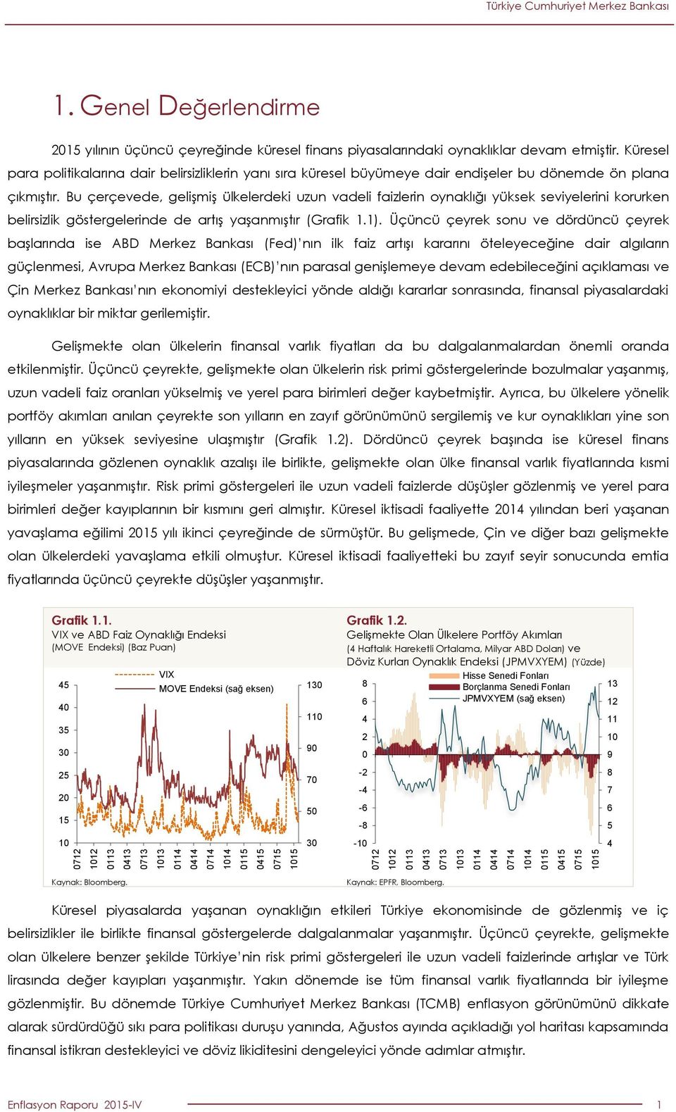 Bu çerçevede, gelişmiş ülkelerdeki uzun vadeli faizlerin oynaklığı yüksek seviyelerini korurken belirsizlik göstergelerinde de artış yaşanmıştır (Grafik 1.1).