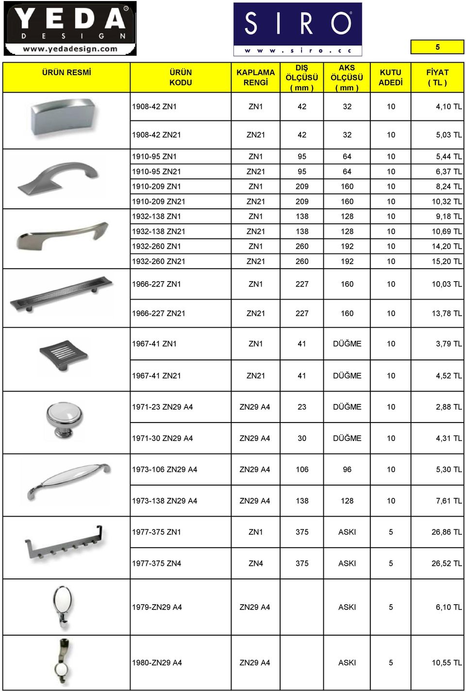 10,03 TL 1966-227 ZN21 ZN21 227 160 10 13,78 TL 1967-41 ZN1 ZN1 41 DÜĞME 10 3,79 TL 1967-41 ZN21 ZN21 41 DÜĞME 10 4,52 TL 1971-23 ZN29 A4 ZN29 A4 23 DÜĞME 10 2,88 TL 1971-30 ZN29 A4 ZN29 A4 30 DÜĞME