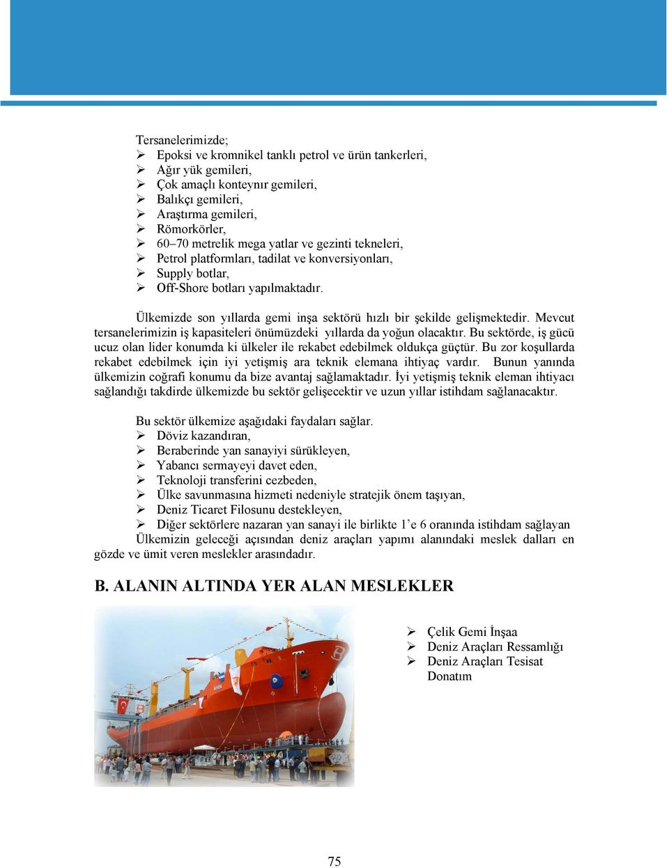 Mevcut tersanelerimizin iş kapasiteleri önümüzdeki yıllarda da yoğun olacaktır. Bu sektörde, iş gücü ucuz olan lider konumda ki ülkeler ile rekabet edebilmek oldukça güçtür.