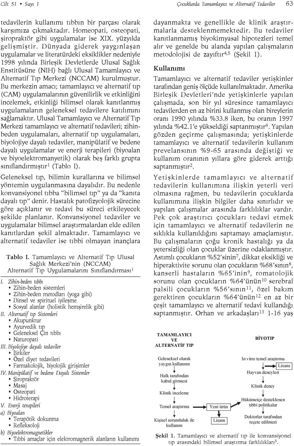 Dünyada giderek yaygınlaşan uygulamalar ve literatürdeki eksiklikler nedeniyle 1998 yılında Birleşik Devletlerde Ulusal Sağlık Enstitüsüne (NIH) bağlı Ulusal Tamamlayıcı ve Alternatif Tıp Merkezi