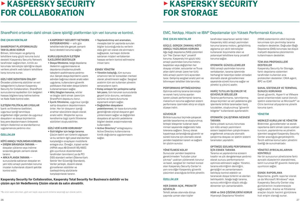 ÖNE ÇIKAN NOKTALAR SHAREPOINT PLATFORMUNUZU TAM OLARAK KORUR Bilinen, bilinmeyen ve gelişmiş tehditlere karşı güçlü koruma bulut destekli Kaspersky Security Network tarafından sağlanırken, kimlik avı