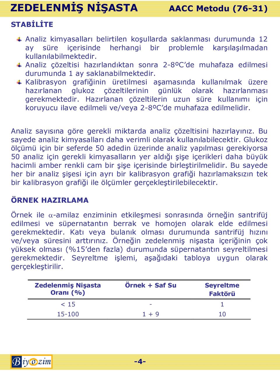 Kalibrasyon grafiğinin üretilmesi aşamasında kullanılmak üzere hazırlanan glukoz çözeltilerinin günlük olarak hazırlanması gerekmektedir.