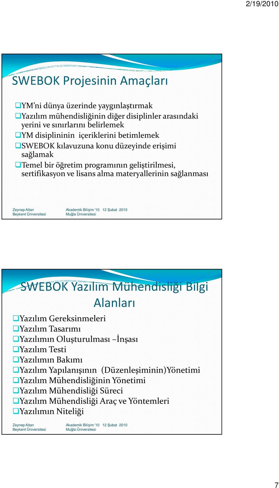 materyallerinin sağlanması SWEBOK Yazılım Mühendisliği Bilgi Alanları Yazılım Gereksinmeleri Yazılım Tasarımı Yazılımın Oluşturulması İnşası Yazılım Testi