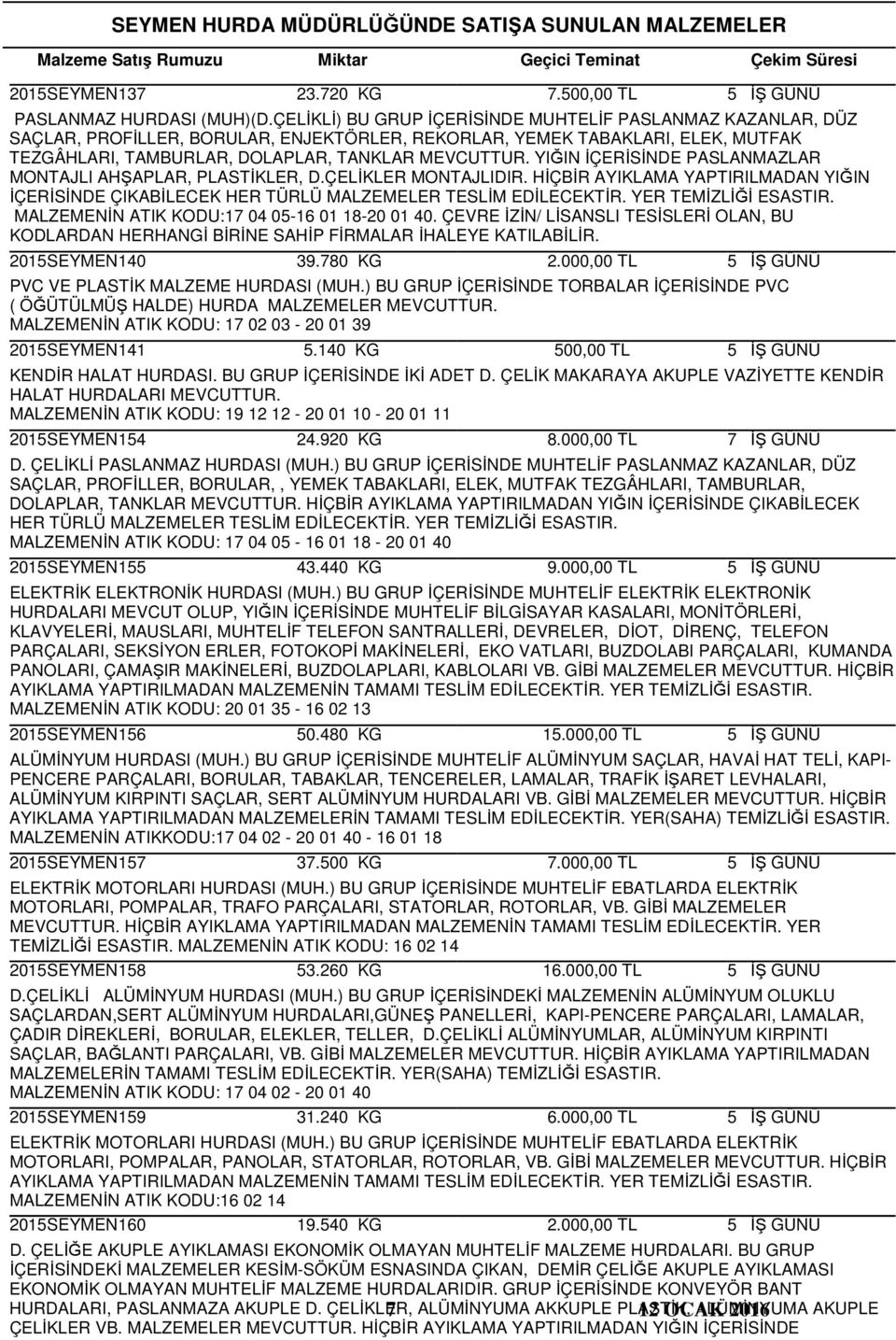 YIĞIN İÇERİSİNDE PASLANMAZLAR MONTAJLI AHŞAPLAR, PLASTİKLER, D.ÇELİKLER MONTAJLIDIR. HİÇBİR AYIKLAMA YAPTIRILMADAN YIĞIN İÇERİSİNDE ÇIKABİLECEK HER TÜRLÜ MALZEMELER TESLİM EDİLECEKTİR.