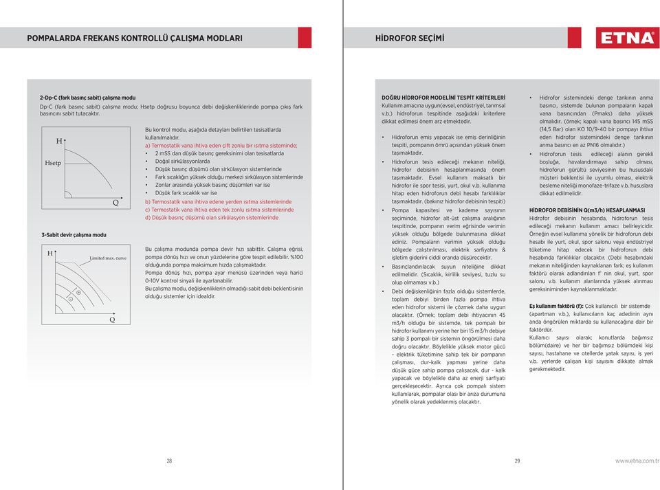 curve Q Q T ( C) T ( C) Bu kontrol modu, aşağıda detayları belirtilen tesisatlarda kullanılmalıdır.