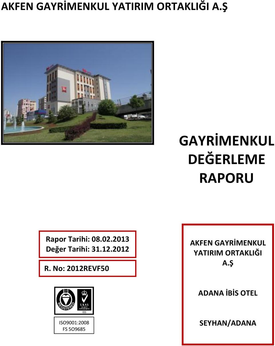 2013 Değer Tarihi: 31.12.2012 R.